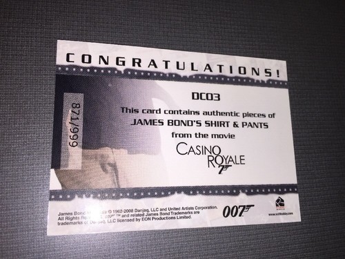 James Bond In Motion Doppio Armadio Reliquia Trading Card di James Bond. Scheda DC03. - Foto 8 di 12