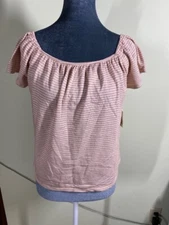 a.n.a. A New Approach Convertible Top Rust Stripe Boxy Flowy Womens Sz M Peasant