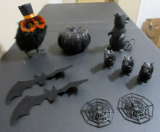 Lot of 10 Assorted Indoor Halloween Decorations Rats Bats Owl Spiders Pumpkin