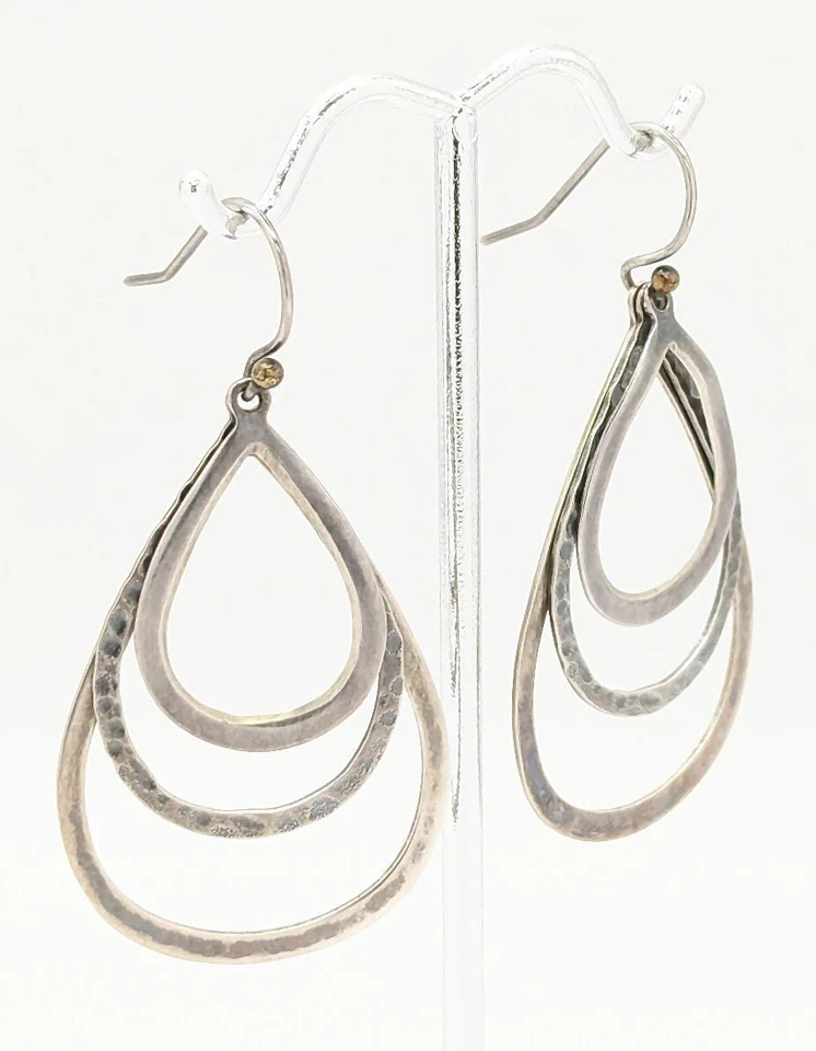 Silpada Triple Hoop Sterling Silver Multiple Triple Funky Hoop Earrings 925 6.2g - Image 4 of 4