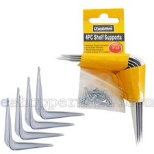 4 Pc White Enamel Shelf Brackets - Angled Shelving Support Arms - 3