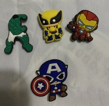 Marvel Croc, Charms Lot Of 4 Hulk, Iron Man, Captain America, Rare Wolverine  