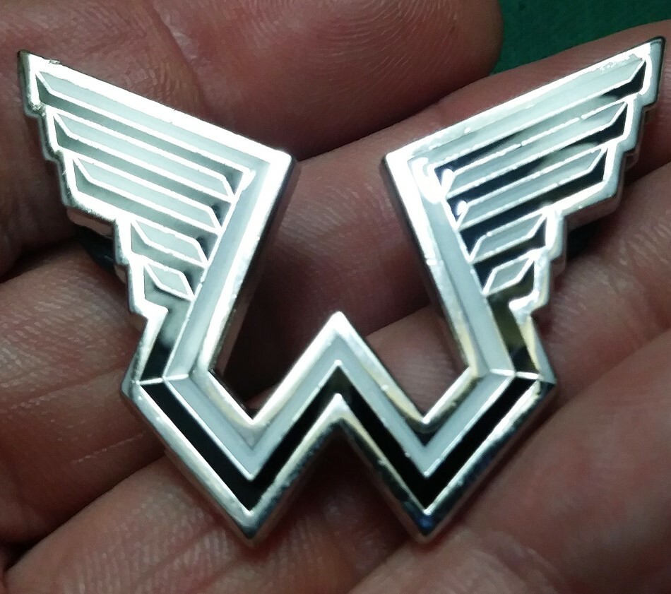 Paul McCartney WINGS PIN Silver METAL Small B/w Logo Beatles