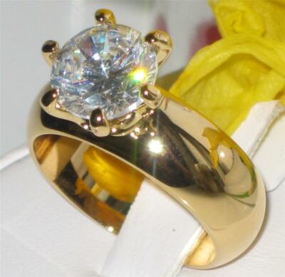Gold Solitär Verlobungsring Simulierter Diamant Damen