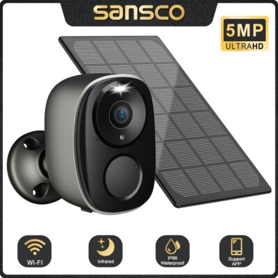 3MP Wifi Wireless Solar Security Camera Outdoor Battery Powered Home 2-Way Audio