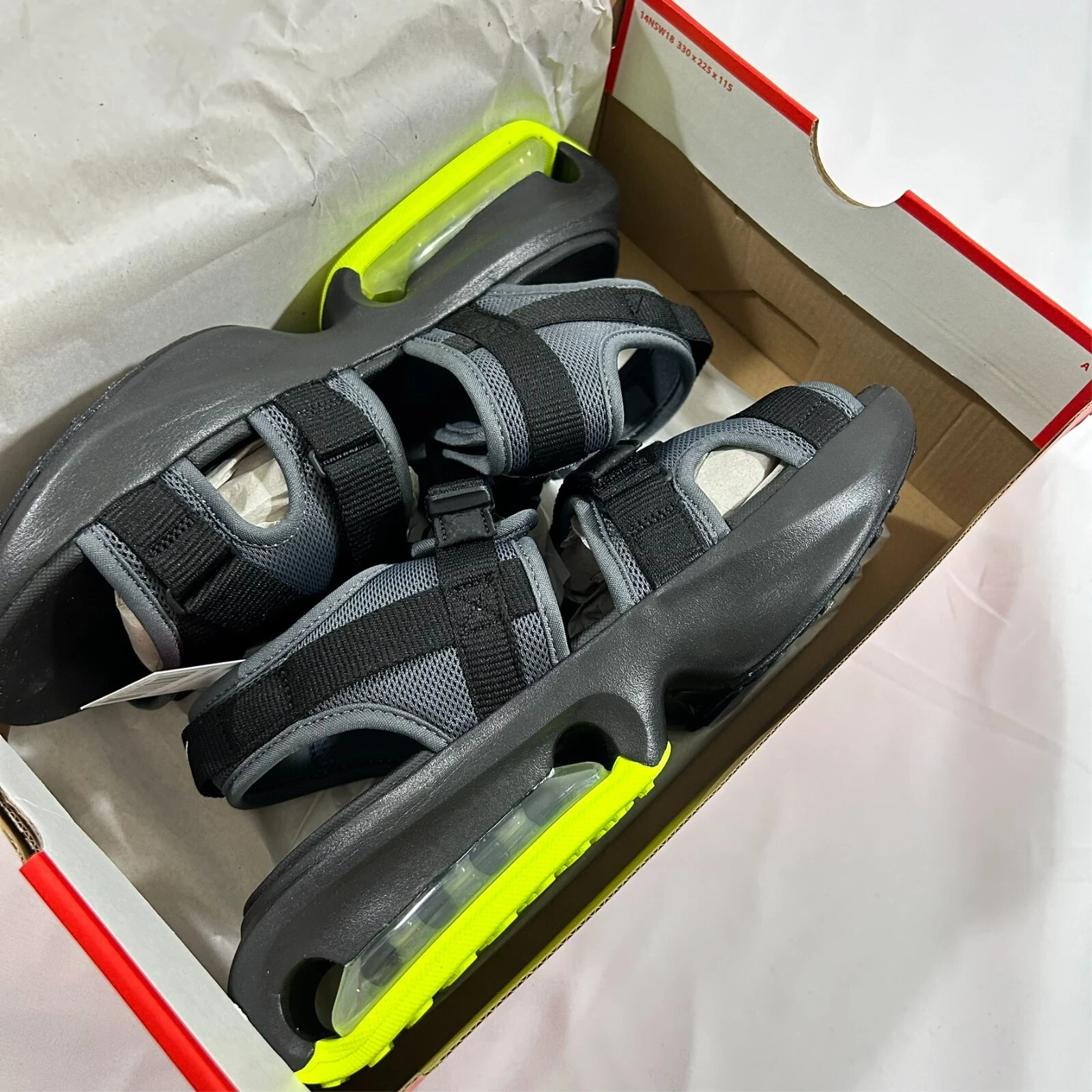 Nike Air Max Sol Volt sandalo nero slide taglia 10 DD9973 004 nuovo raro per spiaggia
