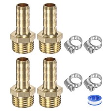 6-Pack Brass Hose Barb Fittings 8mm x G1/4 Male Couple Hose Connector with St...