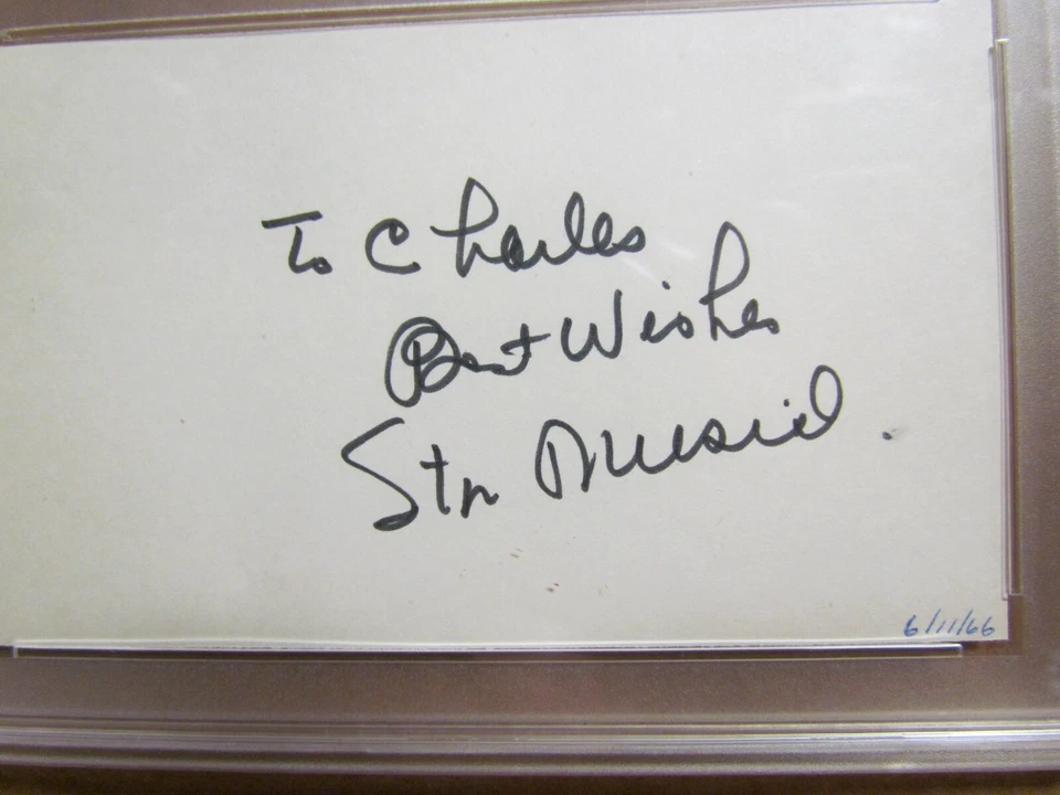 Stan Musial Signed Index Card PSA Certified Encapsulated - Image 2 of 4