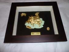 KOREA GENERAL BANK DESK OR WALL FRAME WITH GOLD IN IT