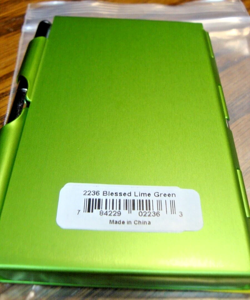 Green BLESSED Metal Small Notebook w/Pen Mini Pocket Pad~Stocking Stuffer    863 - Image 2 of 2