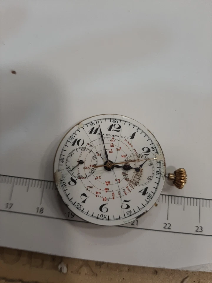 Hausmann & Co movimento Crono Monopulsante Non Funzionante X RICAMBI Raro - Immagine 4 di 4