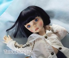 1/3 1/4 Black Short Hair With Bangs High Temperature Silk Wig For BJD /DD Doll