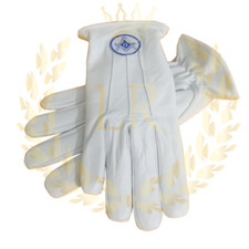 Masonic Regalia Master Mason Genuine Leather Gloves Pair Embroidered Premium