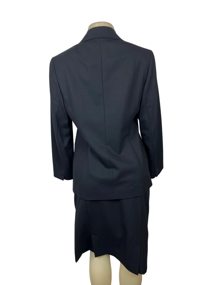 Conjunto de traje de negocios Lafayette 148 negro 2 piezas blazer talla 8 y falda mezcla de lana talla 10 Foto 4 de 4
