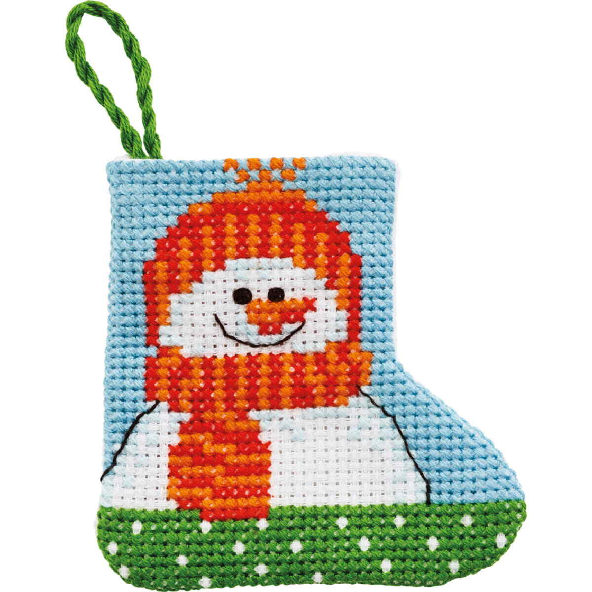 Permin counted cross stitch kit stocking mini ""Snowman"", 7x7cm, DIY