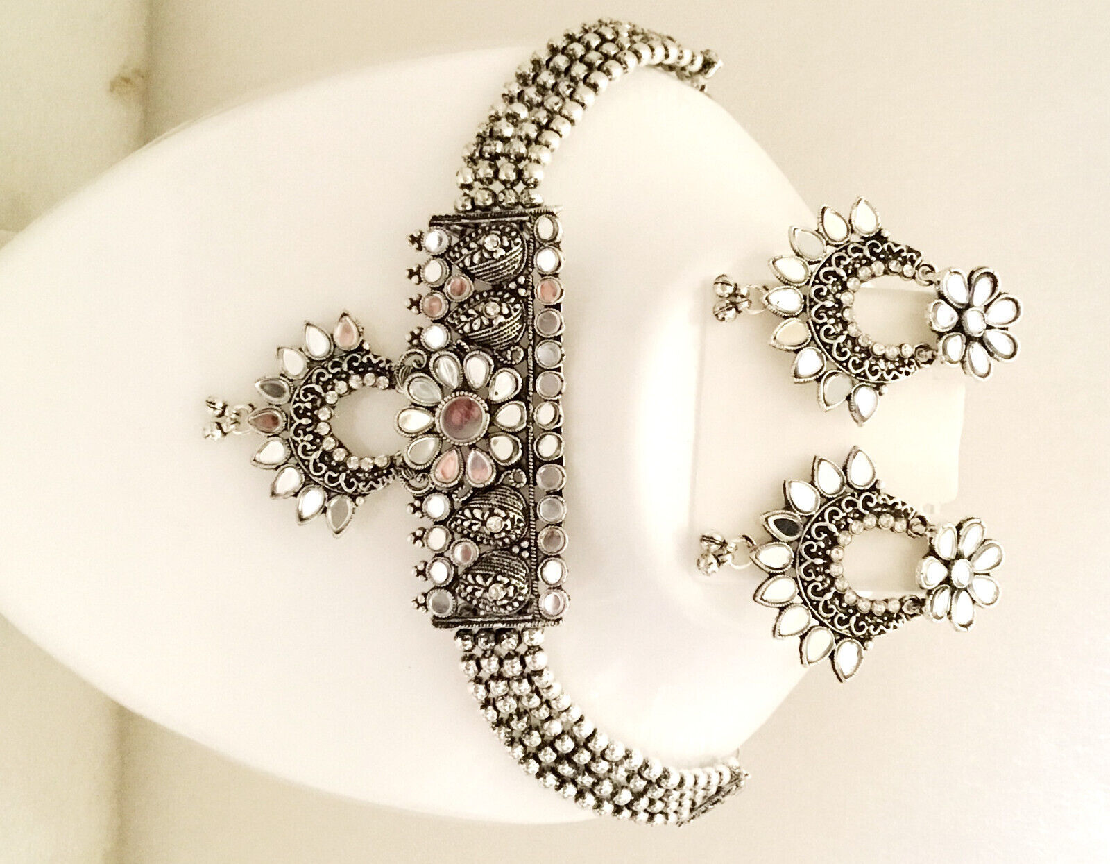 Siddhatva Oxidized Silver Statement Necklace - Afghan Antique Boho Jewelry, 33 Cm, No Gemstone - View #8
