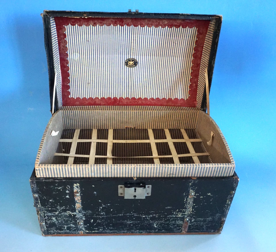 Vintage Truhe Kiste Reisetruhe Paul Burckhardt Stuttgart um 1900 (F025-498) - Bild 4 von 4