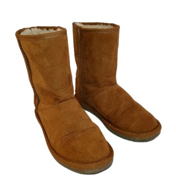 Harper Canyon Brown Faux Suede Boots Kid Size 3M Fur Lining Mid Calf Winter