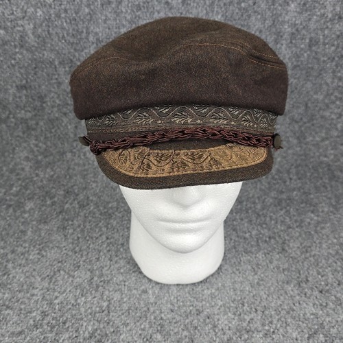 Vintage AEGEAN San Francisco Athens Brown Wool Greek Fisherman Cap Wool Nylon