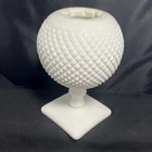 Vintage Westmoreland English Hobnail Ivy Rose Bowl White Milk Glass Pedestal 7"