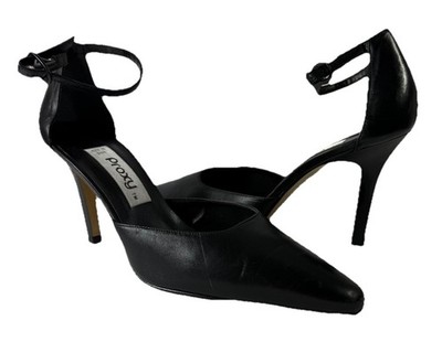 Deadstock Vintage 80s Leather D'Orsay Strappy Pointed Heels Pumps Womens 8