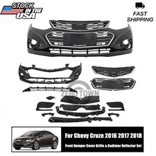 Front Bumper Cover Assembly Grille Kit For 2016 2017 2018 Chevy Cruze 13pcs