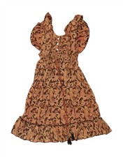 VINTAGE Womens Sundress One Size Brown Paisley Viscose DE45