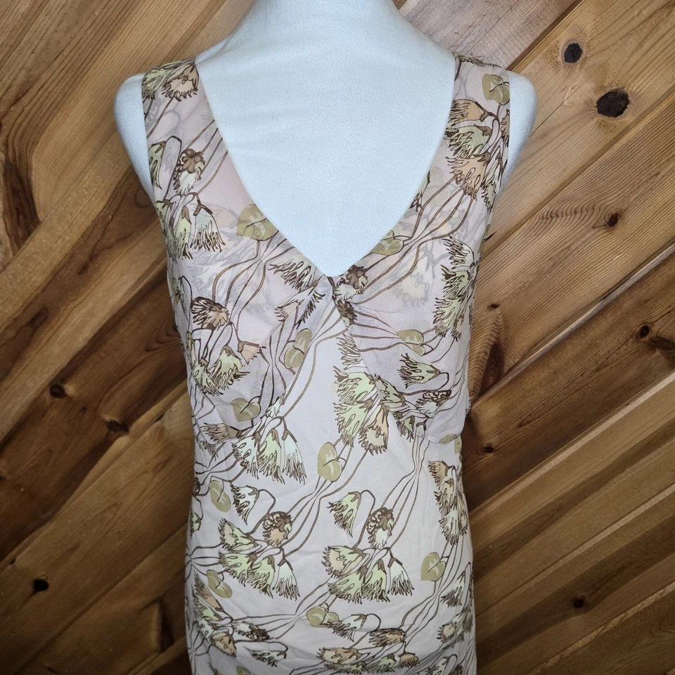 Y2K Kenneth Cole Fairy Whimsy Artsy Romantic  V Neck Size 14 100% Silk Midi - Image 2 of 4
