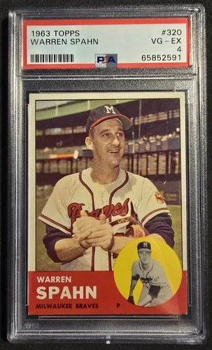 1963 Topps Warren Spahn # 320 Braves PSA 4 VG-EX
