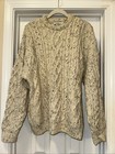 Vintage Aran Crafts Donegal Sweater Mens XL Crew Fisherman Speckled Cream Wool