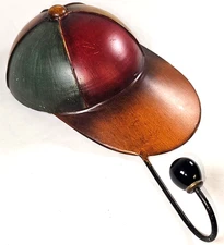 Metal Baseball Cap Wall Art Single Hook 3D Vintage Style 12" long 6" wide