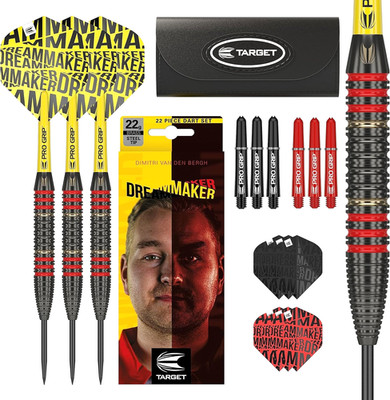 Target Dimitri Van den Bergh 22g Brass Steel Tip Darts Set Dream Maker + Case