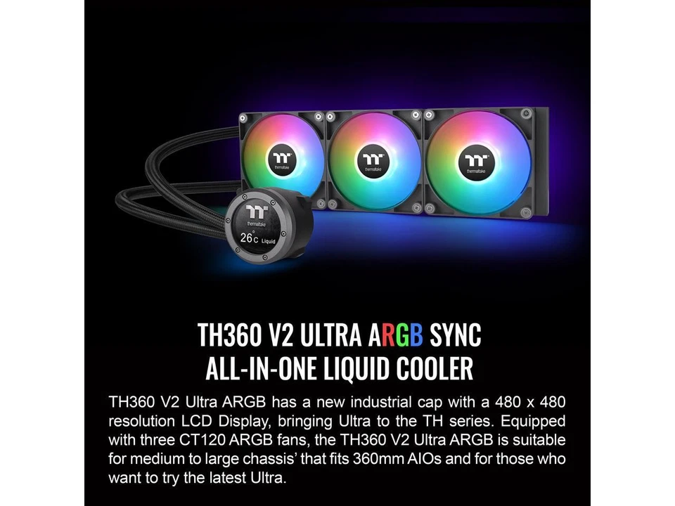 Thermaltake TH360 V2 Ultra ARGB Sync/AlO Liquid Cooler/ARGB Fan 120*3/PWM - Image 2 of 4