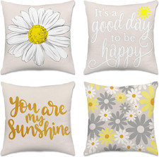 Decorative Throw Pillow Covers Set of 4 18x18 Soft Polyester Zipper
