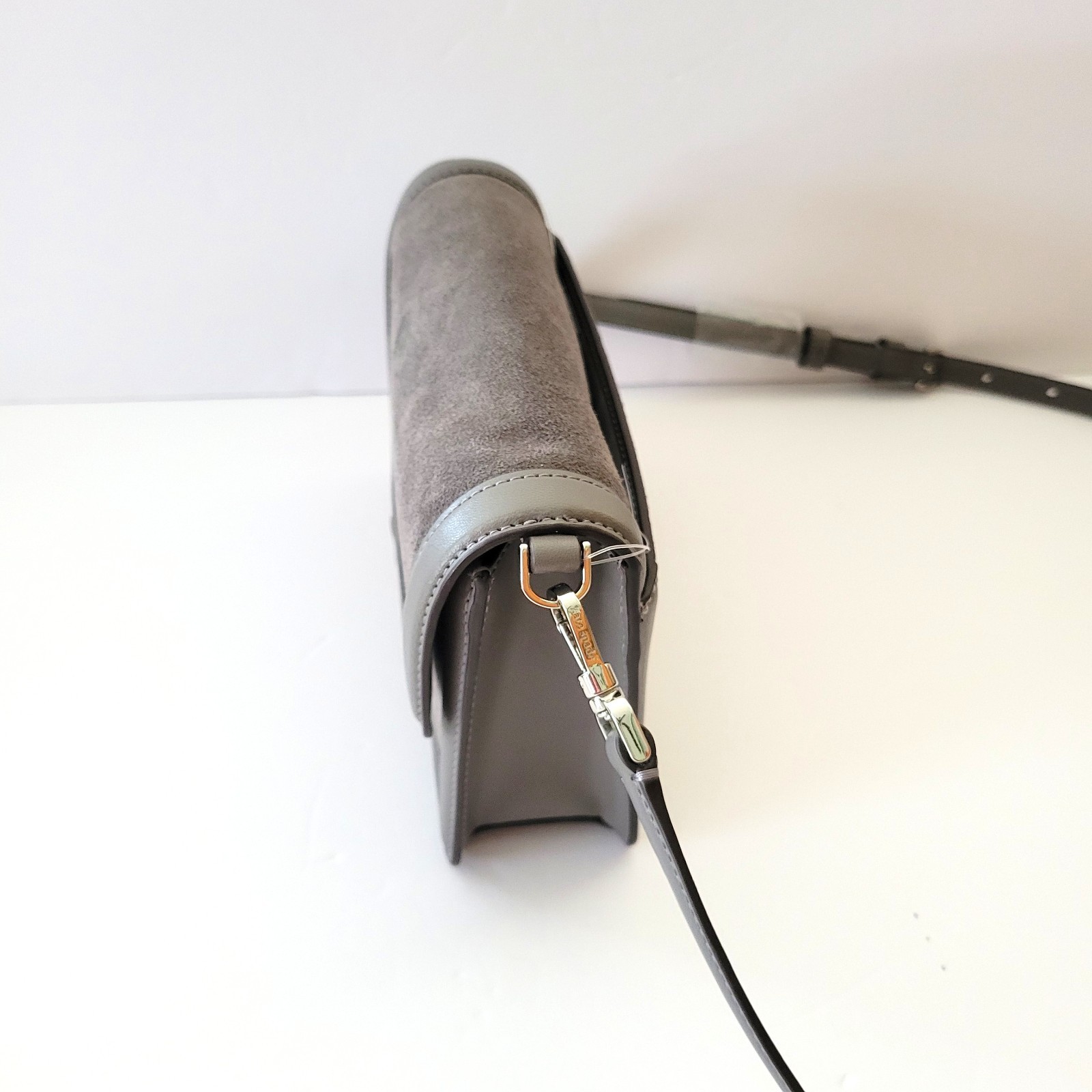 Kate Spade KN307 Knot Suede Mixed Materials Mini Crossbody Handbag Hare Grey thumbnail 3