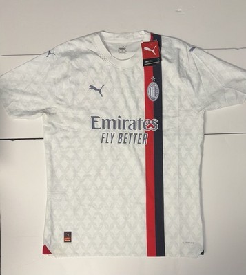 PUMA AC Milan Soccer Jersey White Red Navy Blue XXL Emirates Fly Better