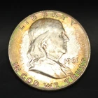 1961 D Franklin Half Dollar Monster Toner – Proof-Like BU 90% Silver RAINBOW 🌈