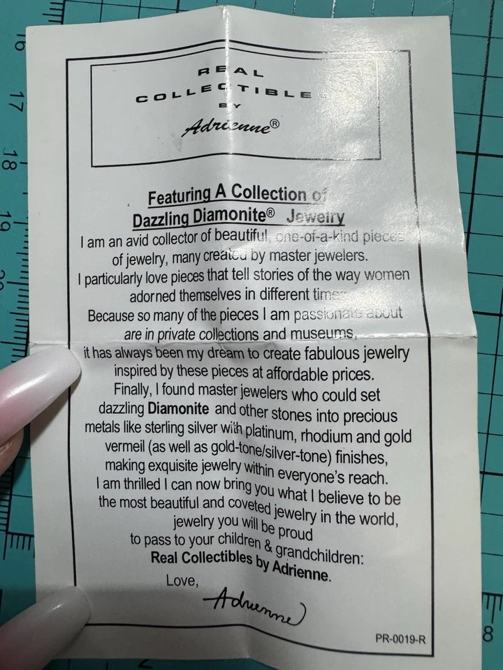 Real COLLECTABlES BY ADRIENNE SIMULATED PURPLE STONE WITH Diamonite Cz's Ring 7 - Image 4 of 4