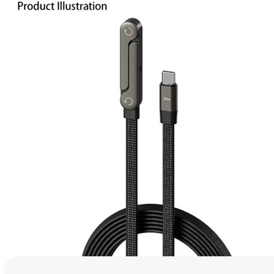 240W 2-in-1 USB-C Fast Charging Cable with Foldable Desktop Stand   Type-C Data