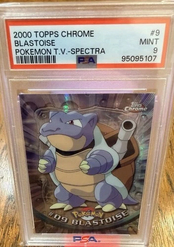 2000 Blastoise Pokemon Topps Chrome Spectra #9 PSA 9 Mint Pop 45
