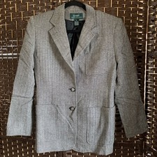 VTG Ralph Lauren Women Wool Herringbone Sz 8 Blazer Sports Coat Equestrian Tweed