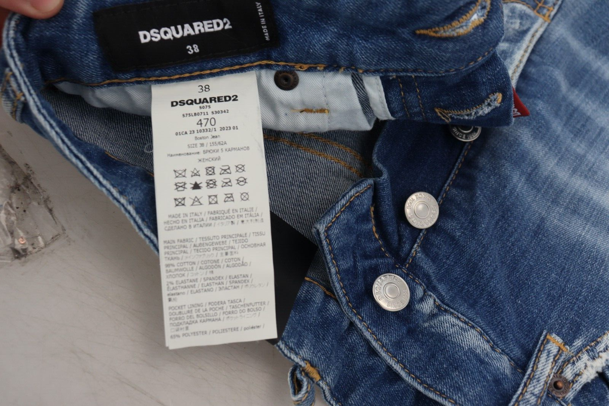 Jeans DSQUARED2 Boston Bleu Lavé - Taille Haute - IT38/US4/XS - Neuf Sans étiquette