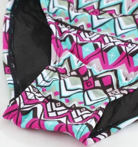 PINK GEOMETRIC PRINT RASHGUARD SWIMSUIT SET SZ 2XL•SWIMWEAR•BATHING SUIT - Picture 10 of 23