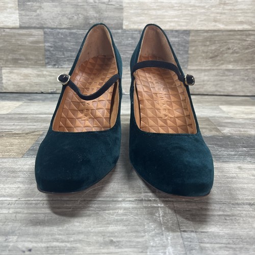 Chie Mihara Vache Heels Women's US 9.5 EU 39 Holly Green Velvet Snake Mary Janes - Picture 4 of 9