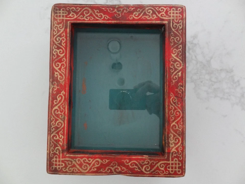 CAJA GAU AMULETO DE MADERA VINTAGE BUDISTA MONGOL HECHO A MANO Foto 3 de 4