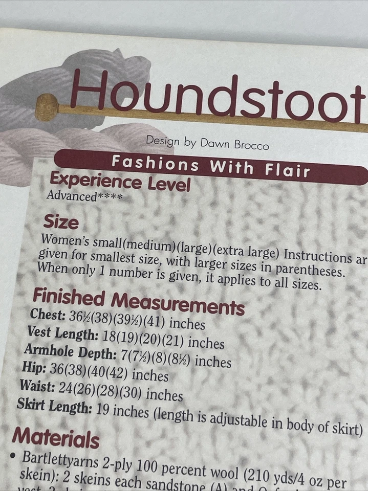 Houndstooth Vest & Skirt Womens Size S M L XL  Knitting Pattern - Image 4 of 4