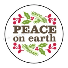 30 PEACE ON EARTH CHRISTMAS ENVELOPE SEALS LABELS PARTY FAVORS STICKERS 1.5"