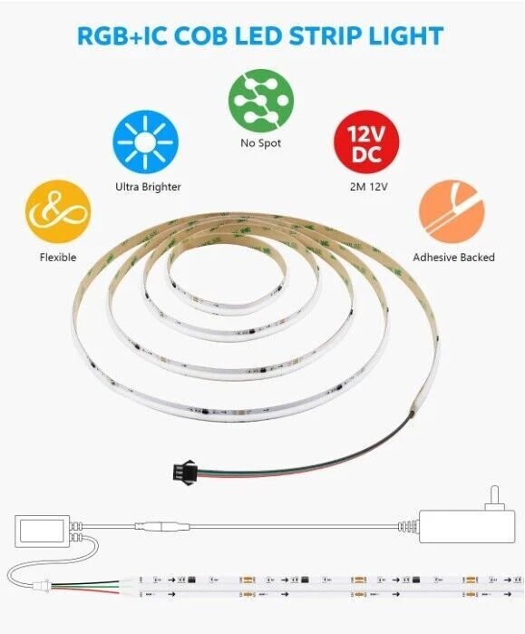 5V USB LED COB Streifen Lichter RGBIC Flexibel Stripe Adressierbare Lichterkette - Bild 3 von 4