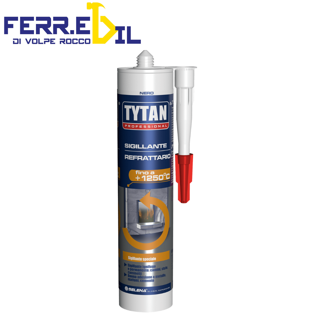 TYTAN Sigillante refrattario col.Nero - 1250° per stufa,camini,forni,ecc