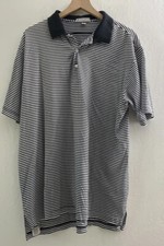 Peter Millar Men's Polo Shirt Size Large Golf Short Sleeve Striped 100 Cotton
